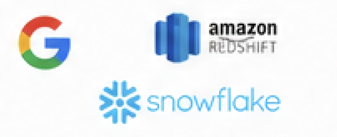 Google Cloud, Amazon Redshift, Snowflake